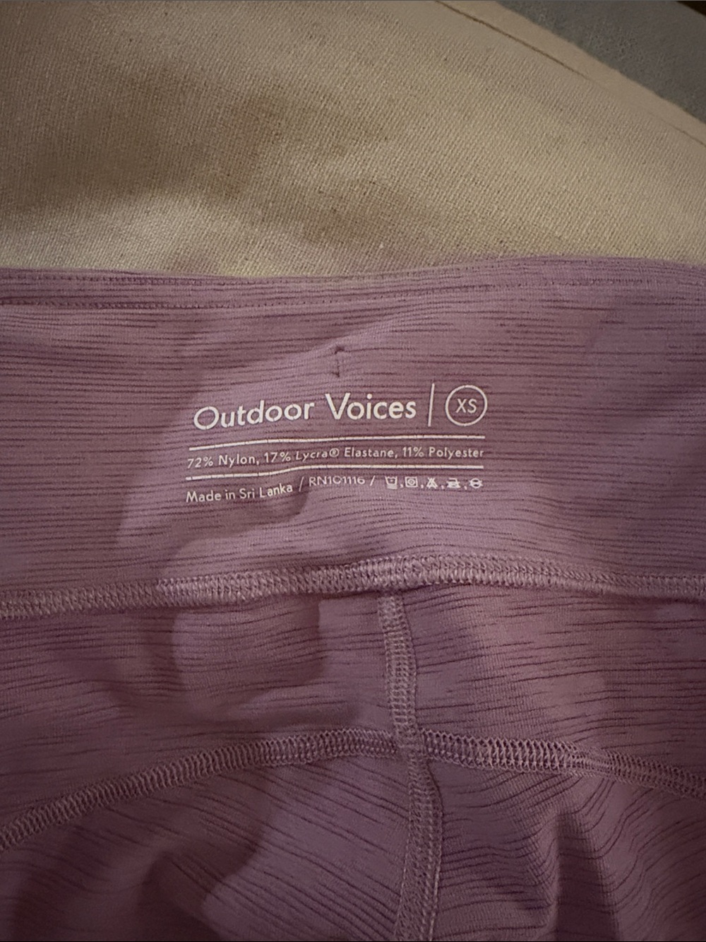 Outdoor Voices Mauve Ribbed Leggings XS